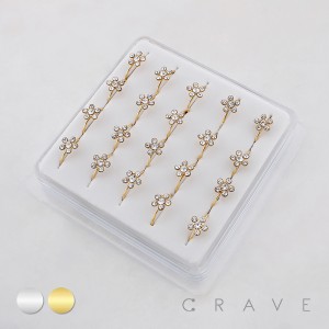 MULTI CZ FLOWER 316L SURGICAL STEEL NOSE HOOP NOSE RING BOX